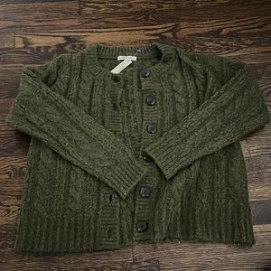 Madewell dark green knit cardigan